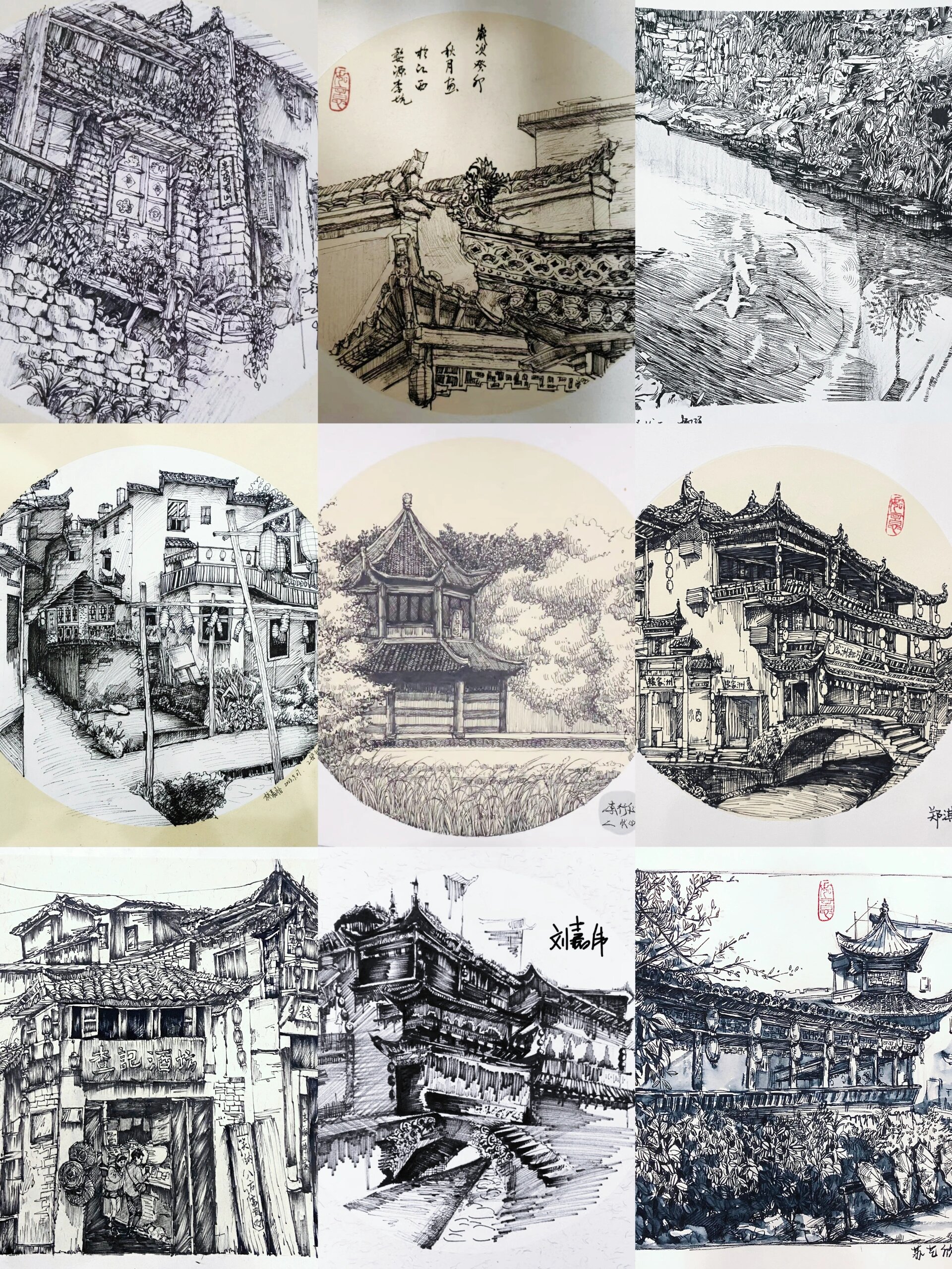 江西婺源风景写生~超多优秀作品 还不会画风景速写的可以进来看看!