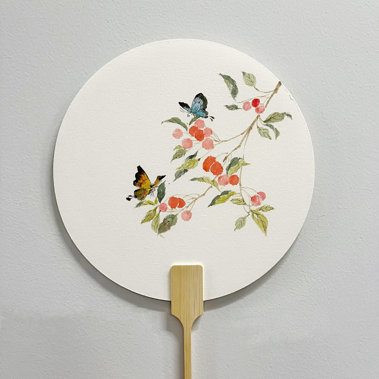 樱桃90小写意团扇(过程图分享77文字说明) 春天到了夏天也不远了