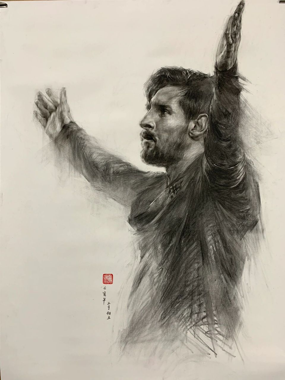 里奥·梅西 全开素描 做为一名爱踢球的美术人,怎么能不来画一画绝代