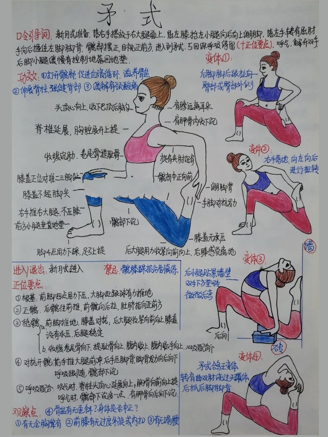 瑜伽笔记干货91体式详解75@矛式/新月变体