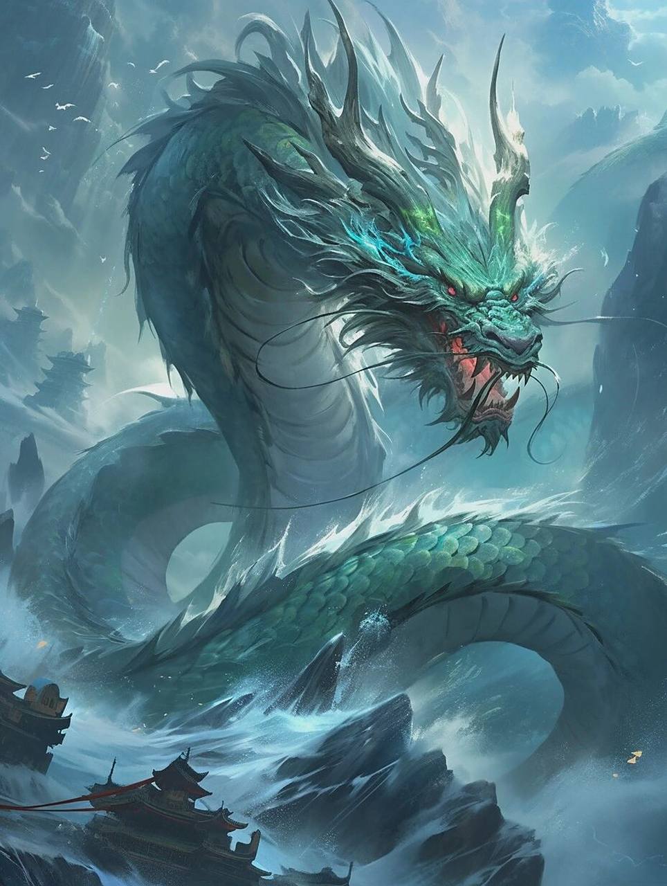 沧海蛟龙       "沧海"指的是广阔的海洋,而"蛟龙"则是古代神话中的