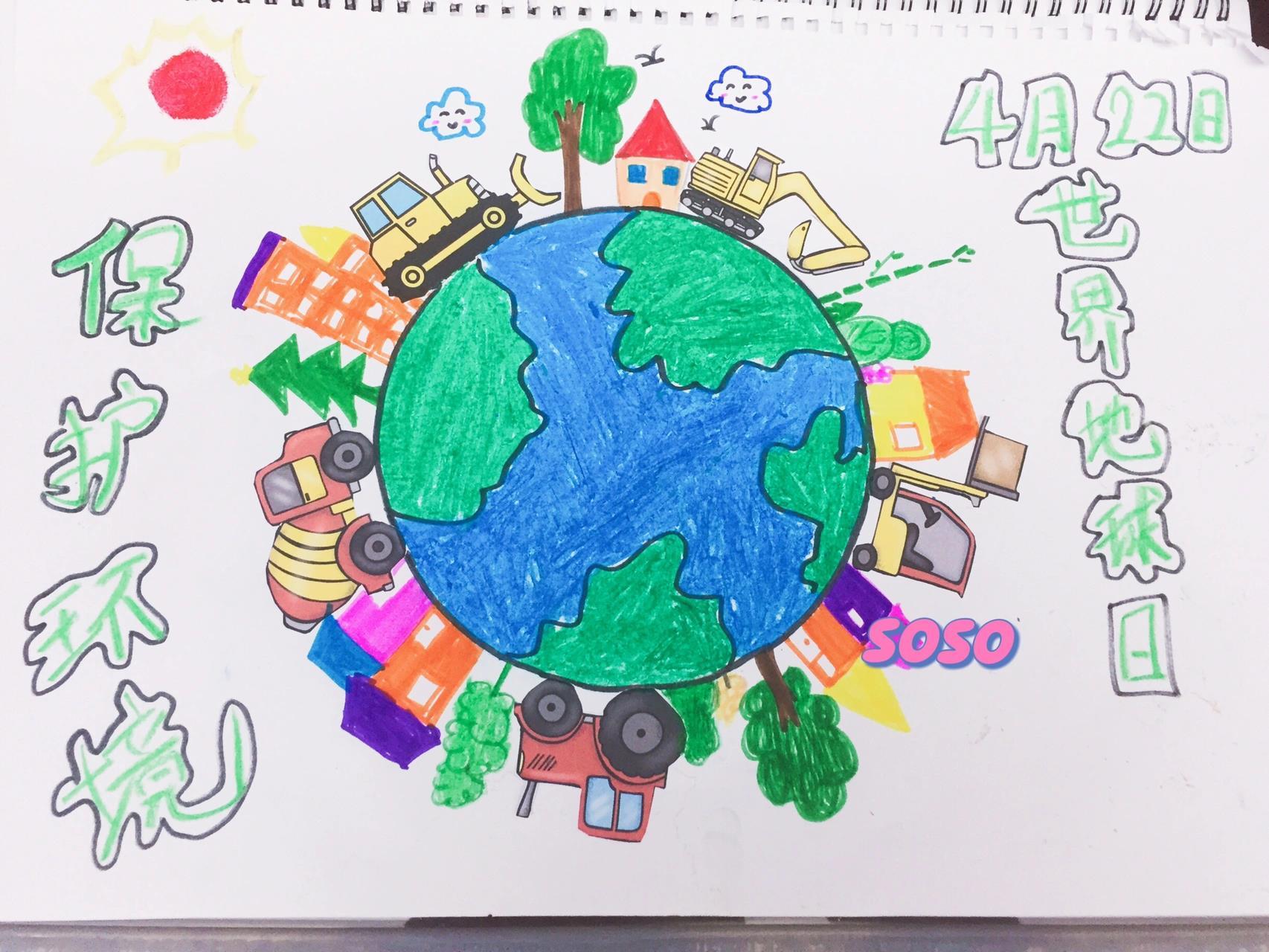 世界地球日儿童画/91地球主题画96关爱地球 97珍惜自然资源