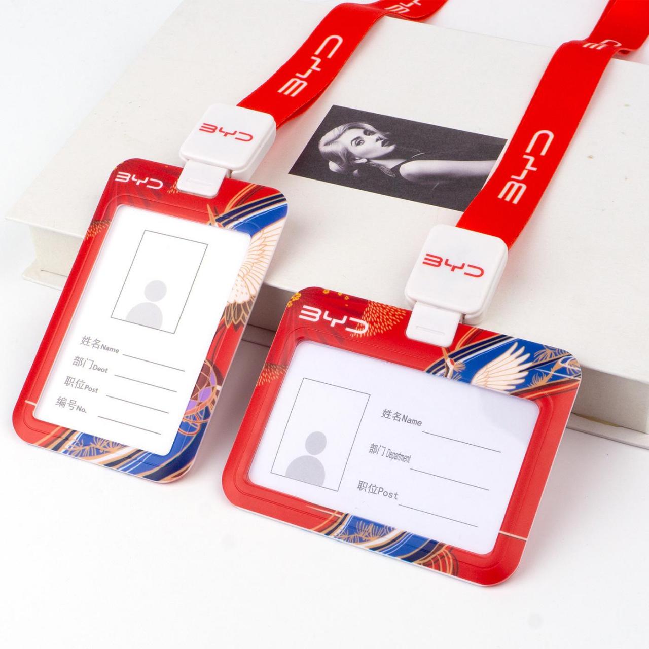 比亚迪byd王朝海洋卡套横款黑色胸牌工牌厂牌挂绳售后蓝色员工卡