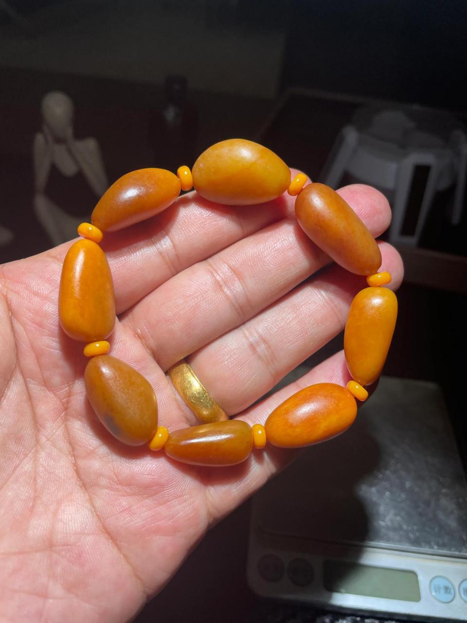 籽料黄沁独籽原石手串和田籽料沁色 和田玉带沁 和田玉刻山景 和田玉