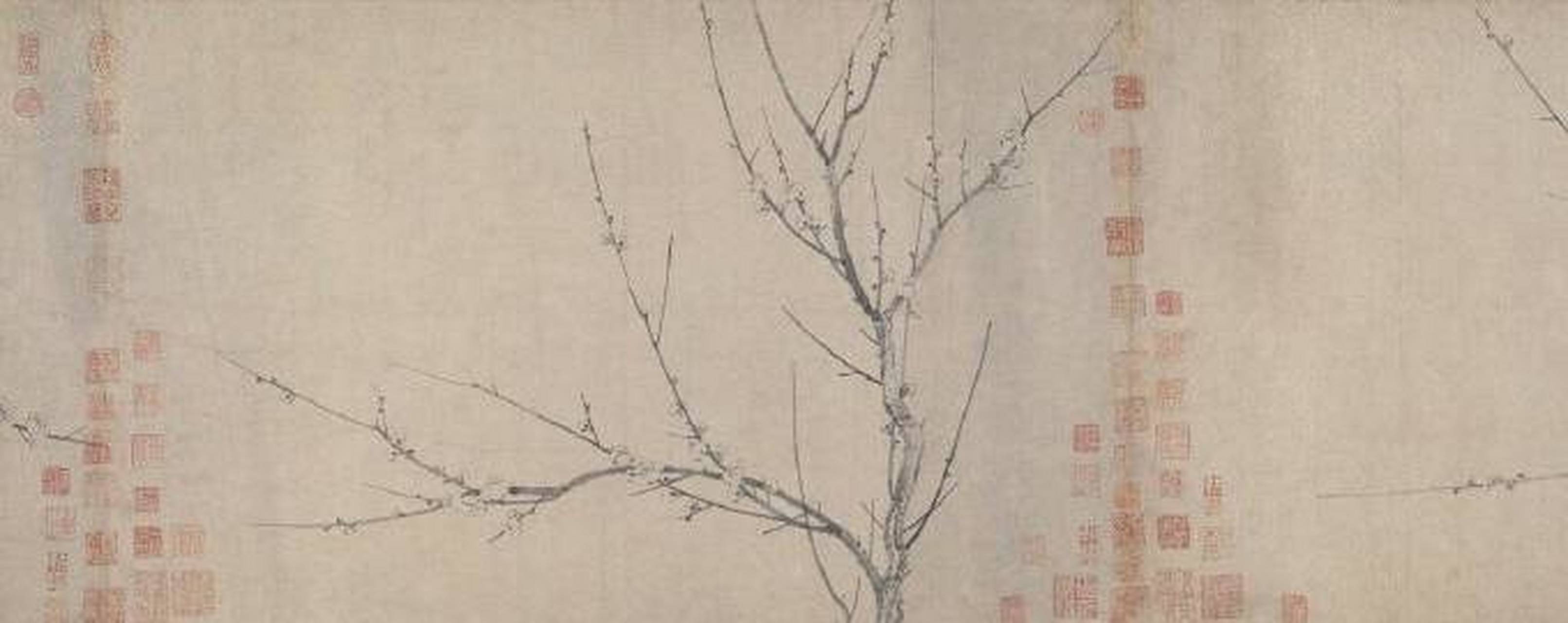 《四梅花图》卷,宋,扬无咎作