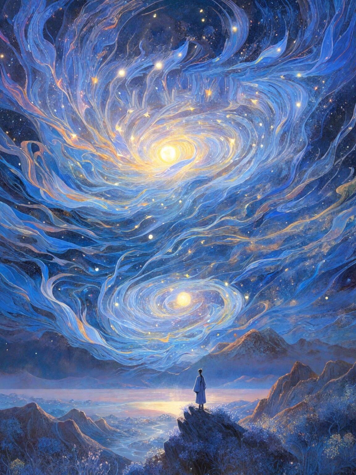 唯美古风插画|仰望星辰