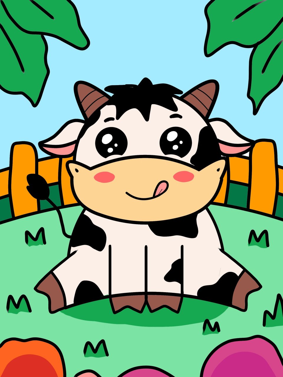 动物小奶牛简笔画