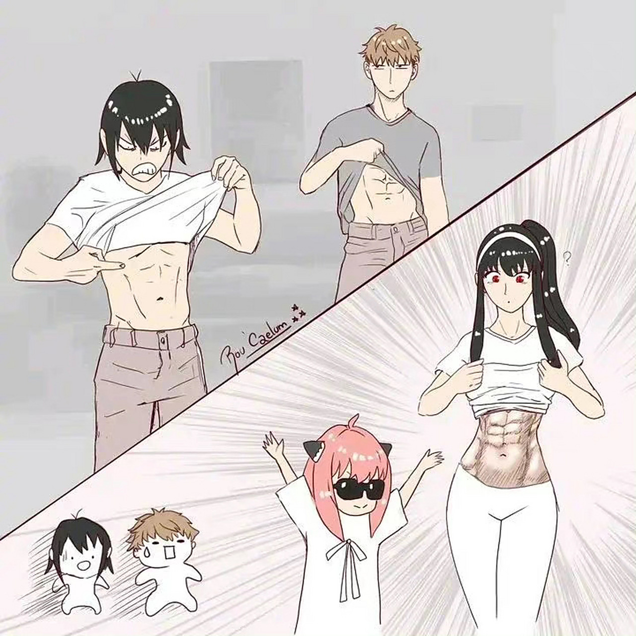 腹肌大比拼 #动漫# #间谍过家家# :rou_uor