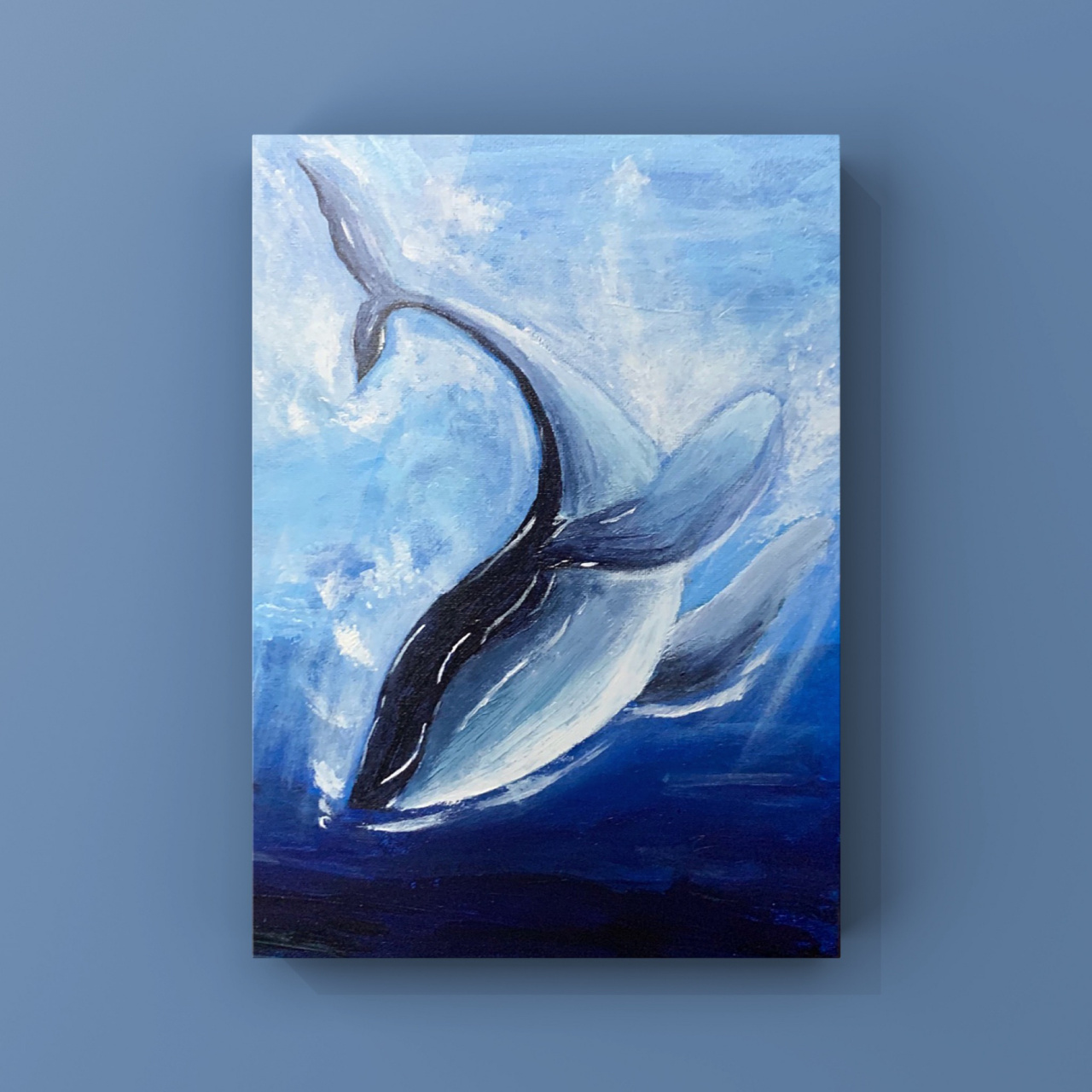 蓝色海洋蓝鲸鱼95 水水粉粉的蓝色色调,深海的鲸鱼,被温柔的大海