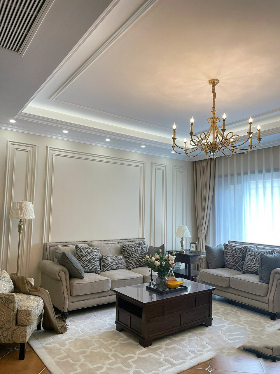 美式装修 | 全屋吊顶分享 所有房间全部采用石膏板吊顶,用石膏线加以