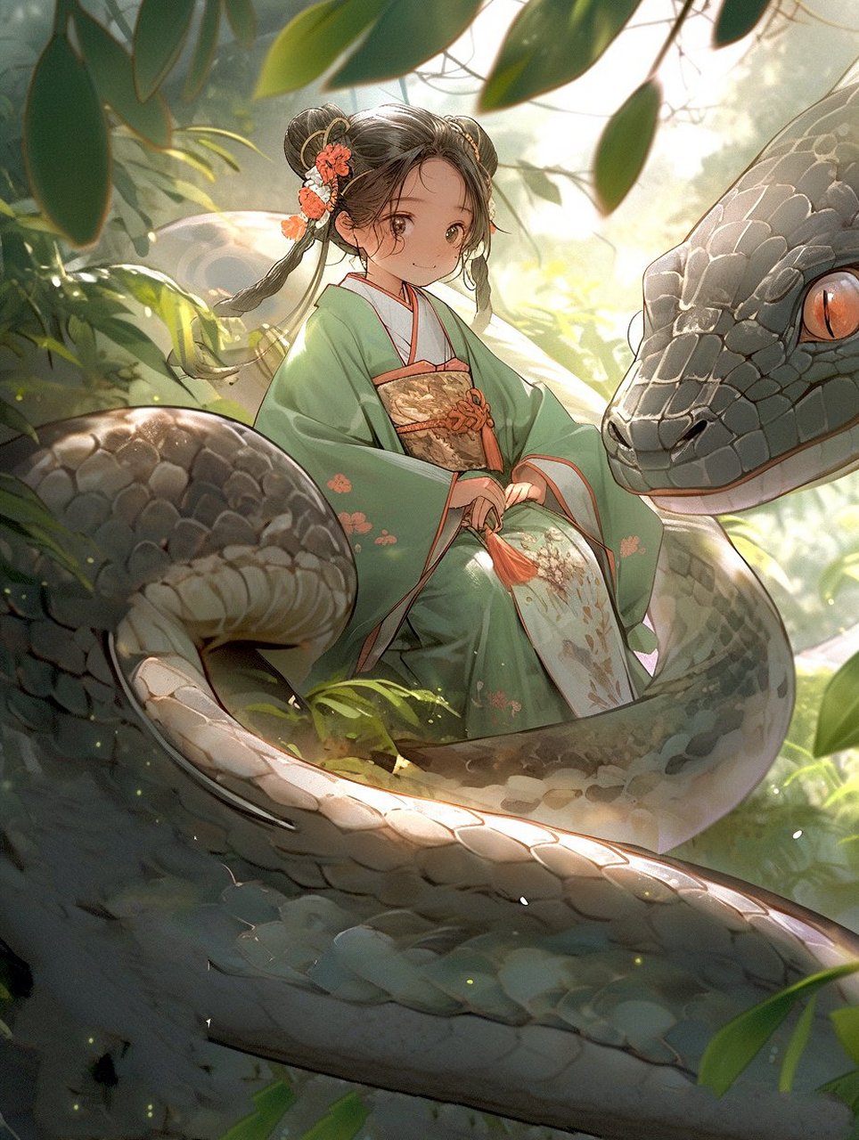 国风壁纸 | 十二生肖之巳蛇 琐文结绶灵蛇降,蠖屈螭盘顾视闲.