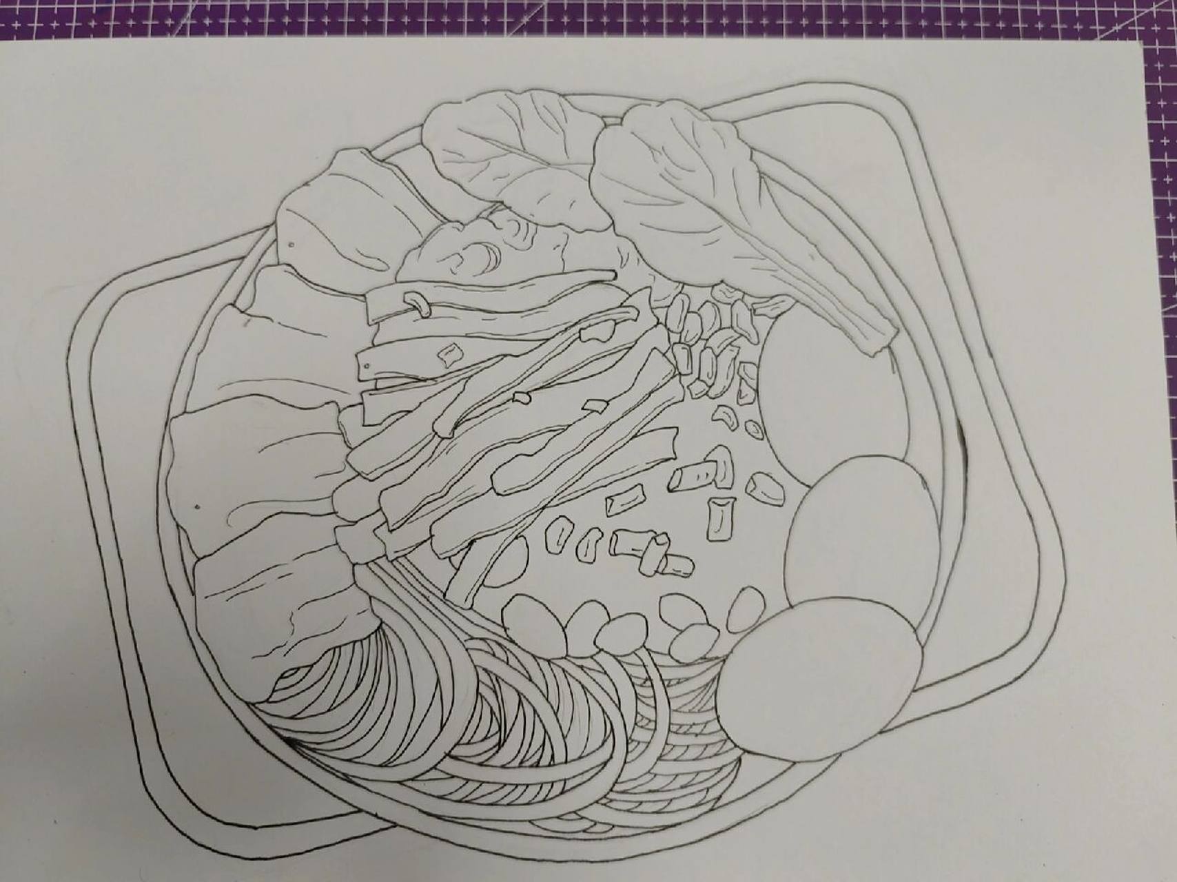 (83/100) 手绘美食  螺蛳粉‖附线稿 螺蛳粉要吃变态辣才过瘾