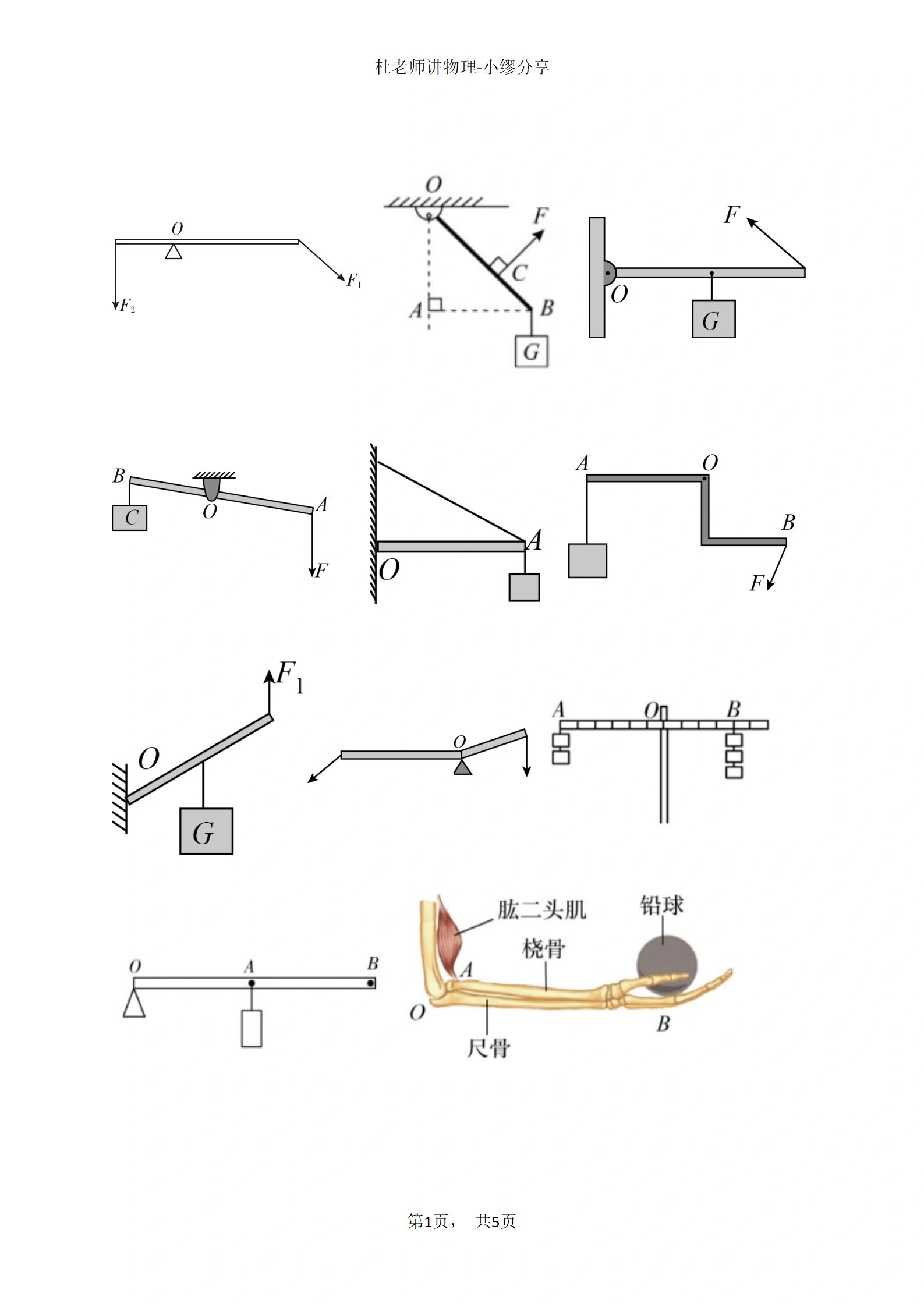 初中物理93杠杆力臂画法大全!97