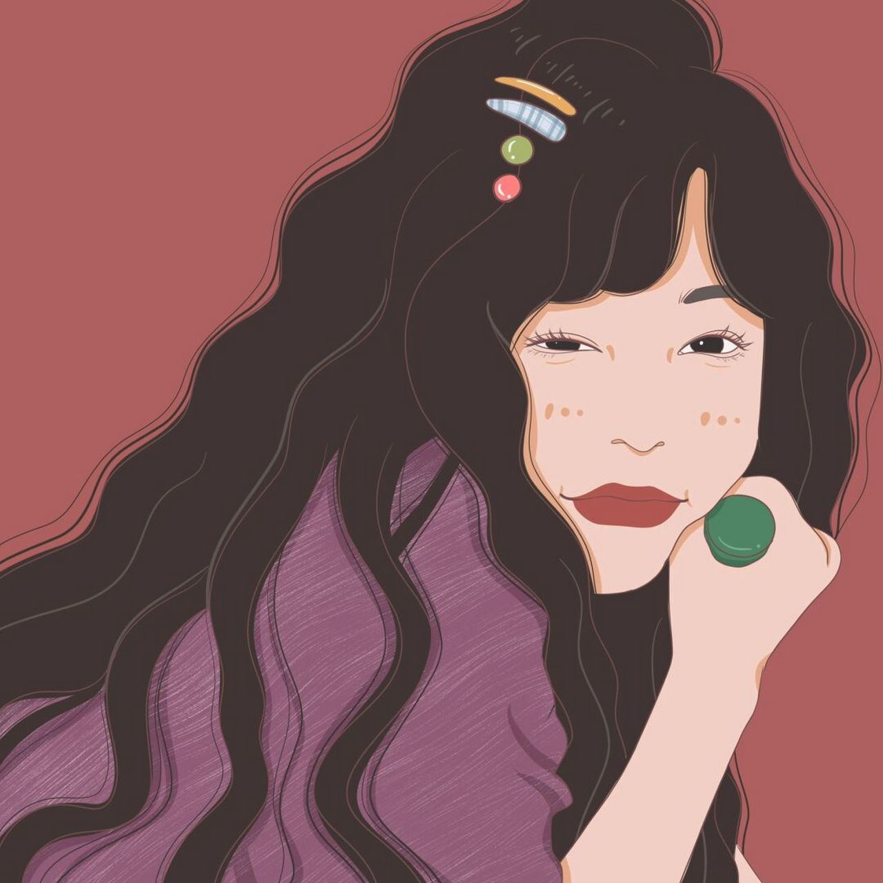 插画 | 头像 | 羊毛卷女孩来啦～ 图片92二改9