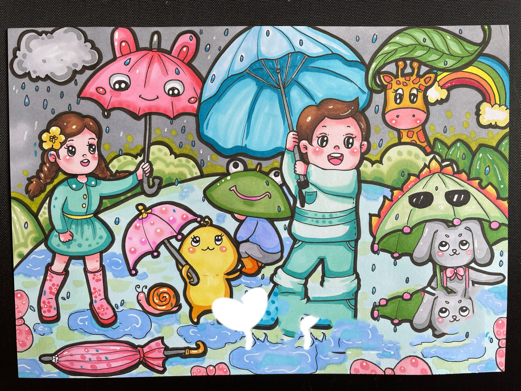 儿童画——下雨天 最近总是下雨 下雨天适合在家画画
