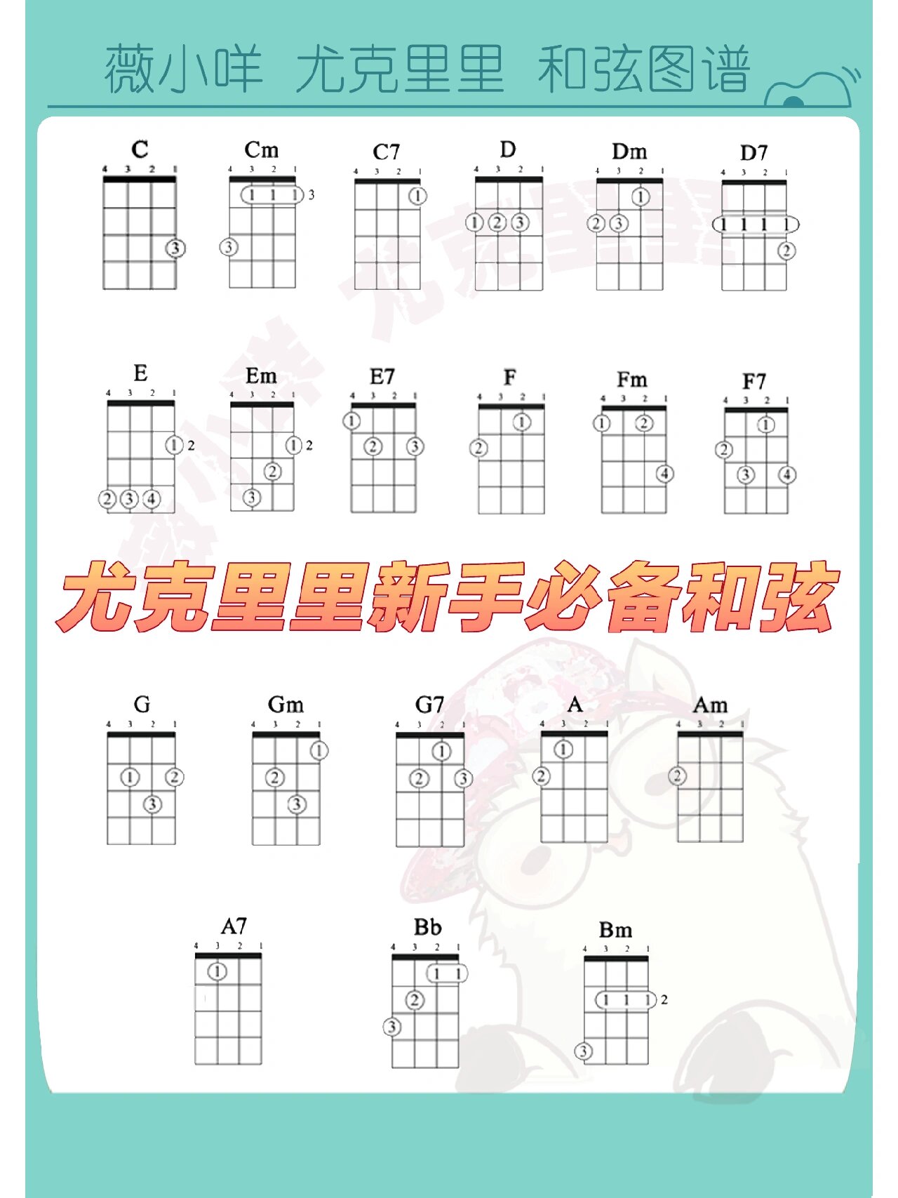 尤克里里新手必备和弦图谱