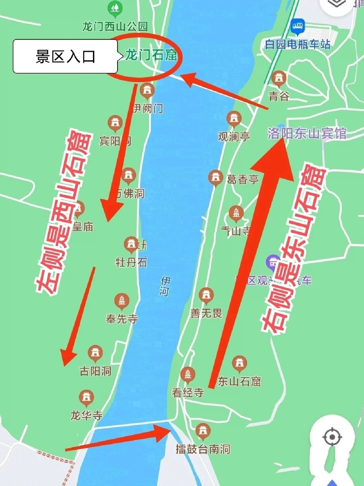 龙门石窟景区路线图图片