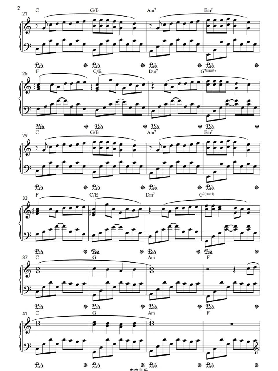 钢琴谱|周杰伦《简单爱》c调