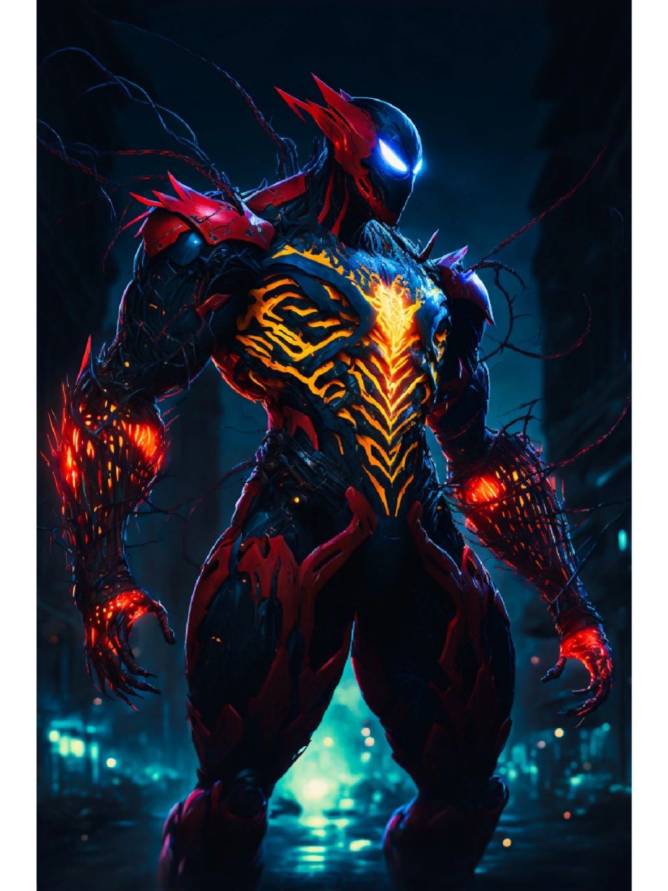 【ai绘画】毒液 毒液和纳米机甲的组合.