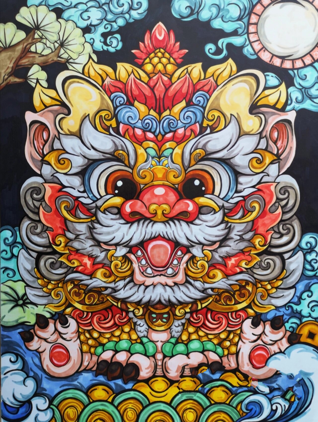 马克笔手绘年兽