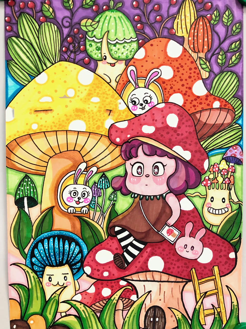 画蘑菇96|儿童画|简笔画 练习打卡 有趣的蘑菇96森林 漂亮的蘑菇