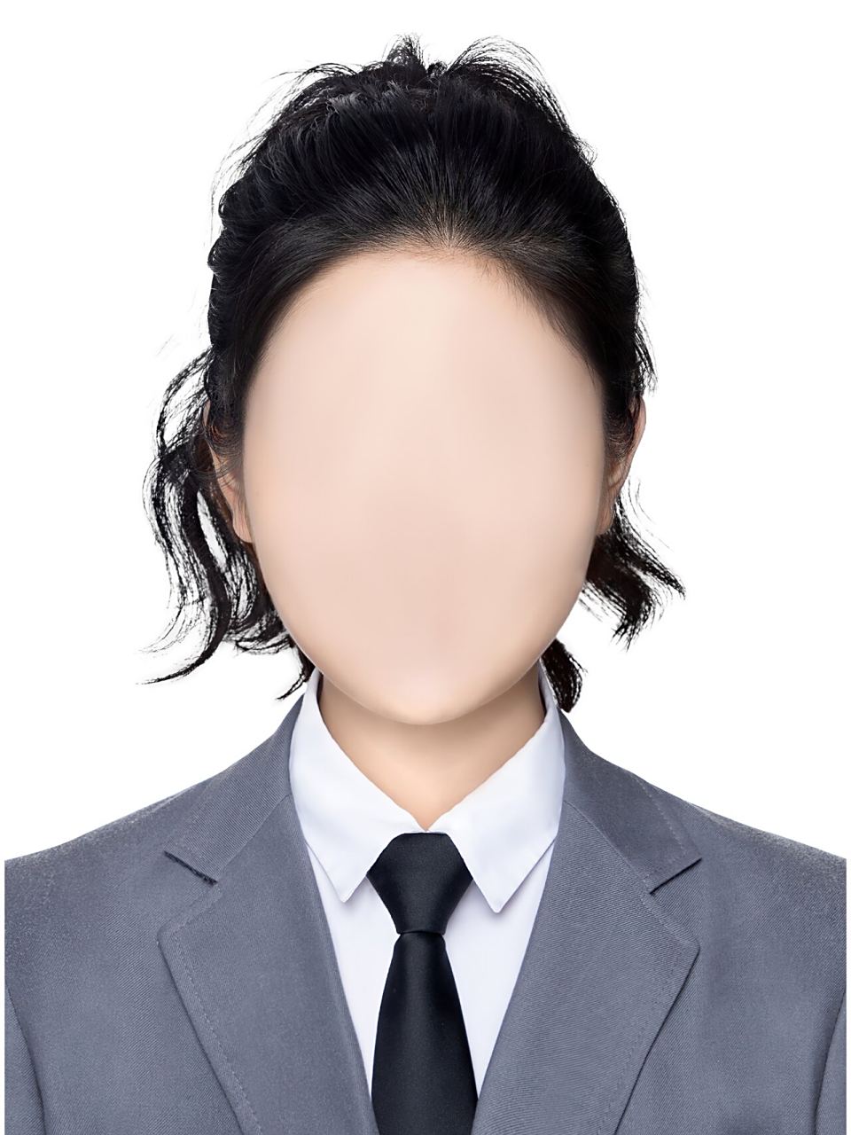 女士证件照换装psd模板换衣服发型免扣素材