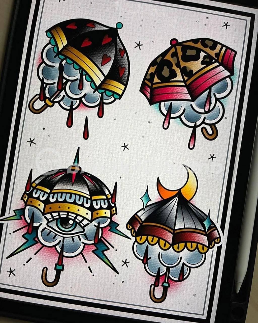 彩色纹身oldschool花臂拼接纹身手稿 花臂拼接纹身手稿#oldschool纹身