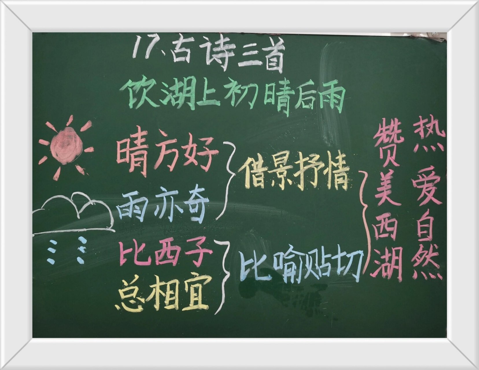 三年级语文上册|饮湖上初晴后雨板书设计