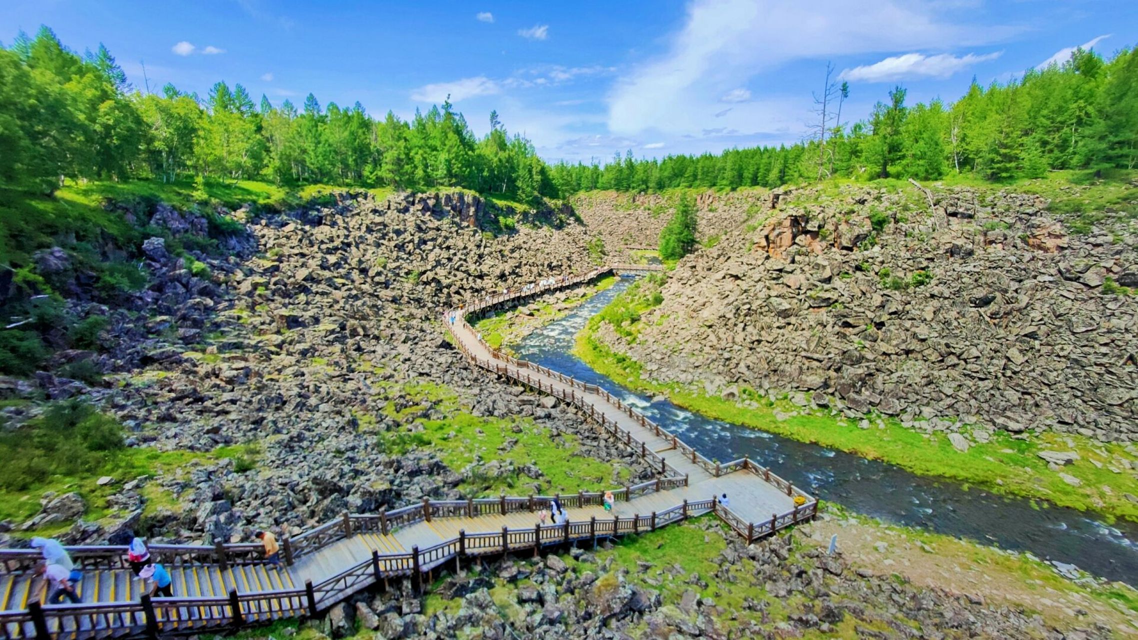 阿尔山国家森林公园——大峡谷 大峡谷在驼峰岭站下车,导去大峡谷的车