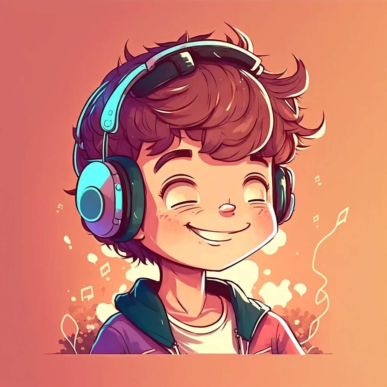 戴耳机的男生头像,治愈系