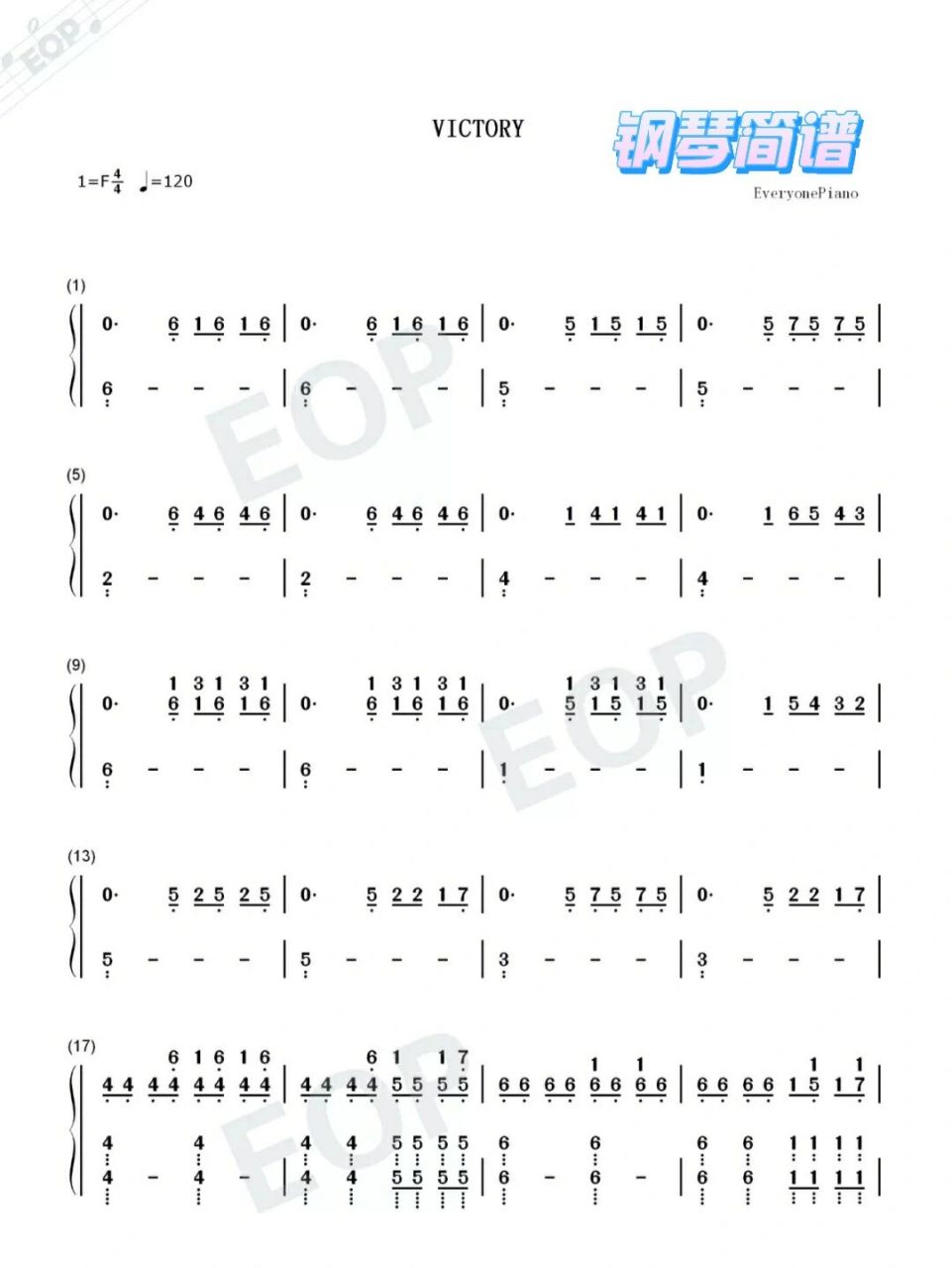 《victory》钢琴简谱