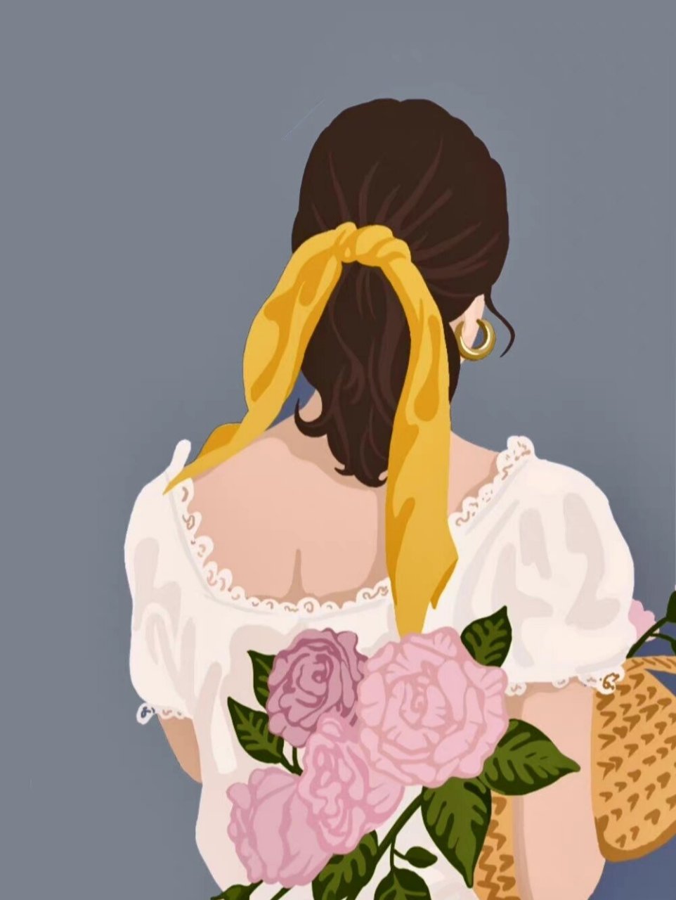 女生背影壁纸图片插画 图片来自网络侵删