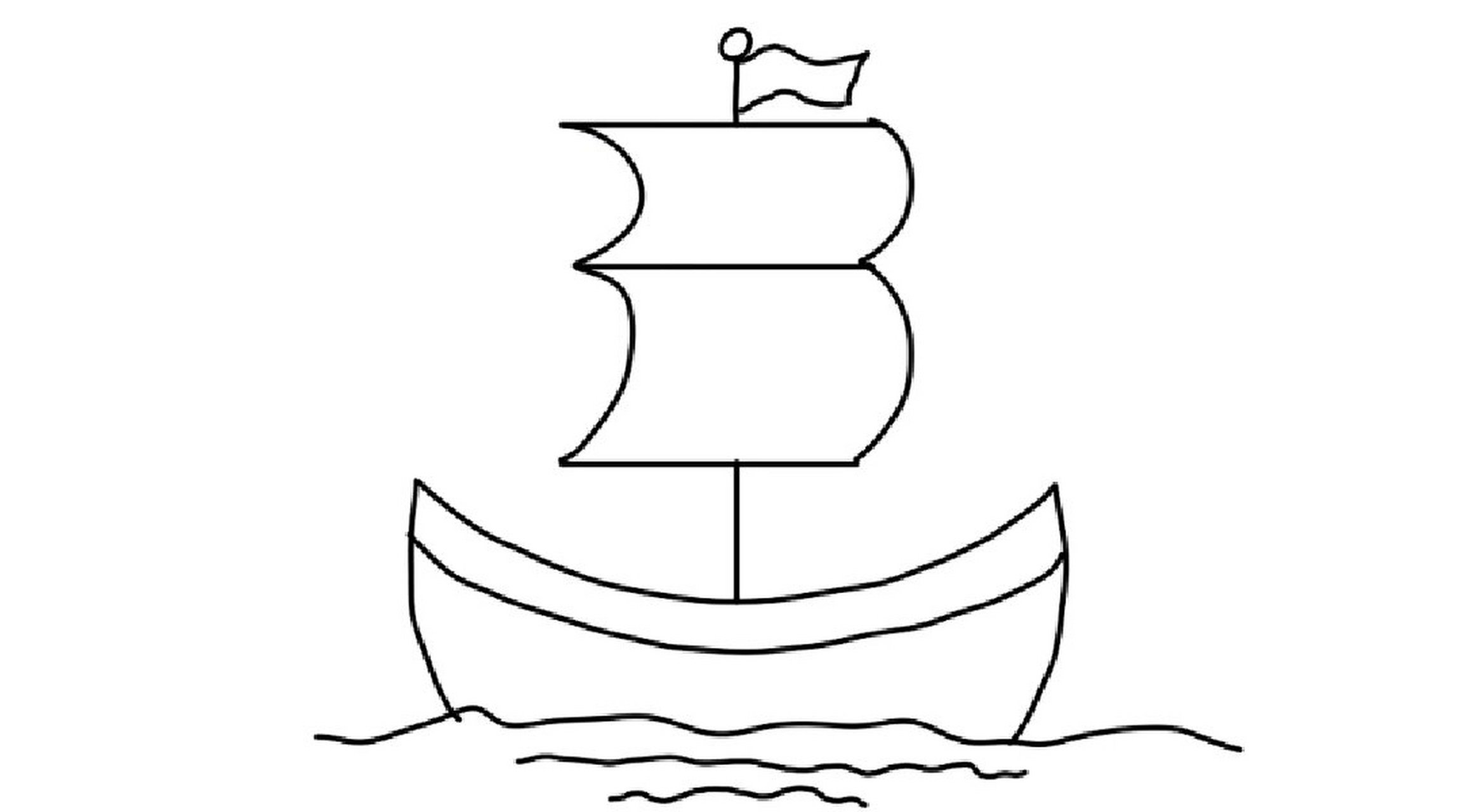 简笔画帆船风景画图片