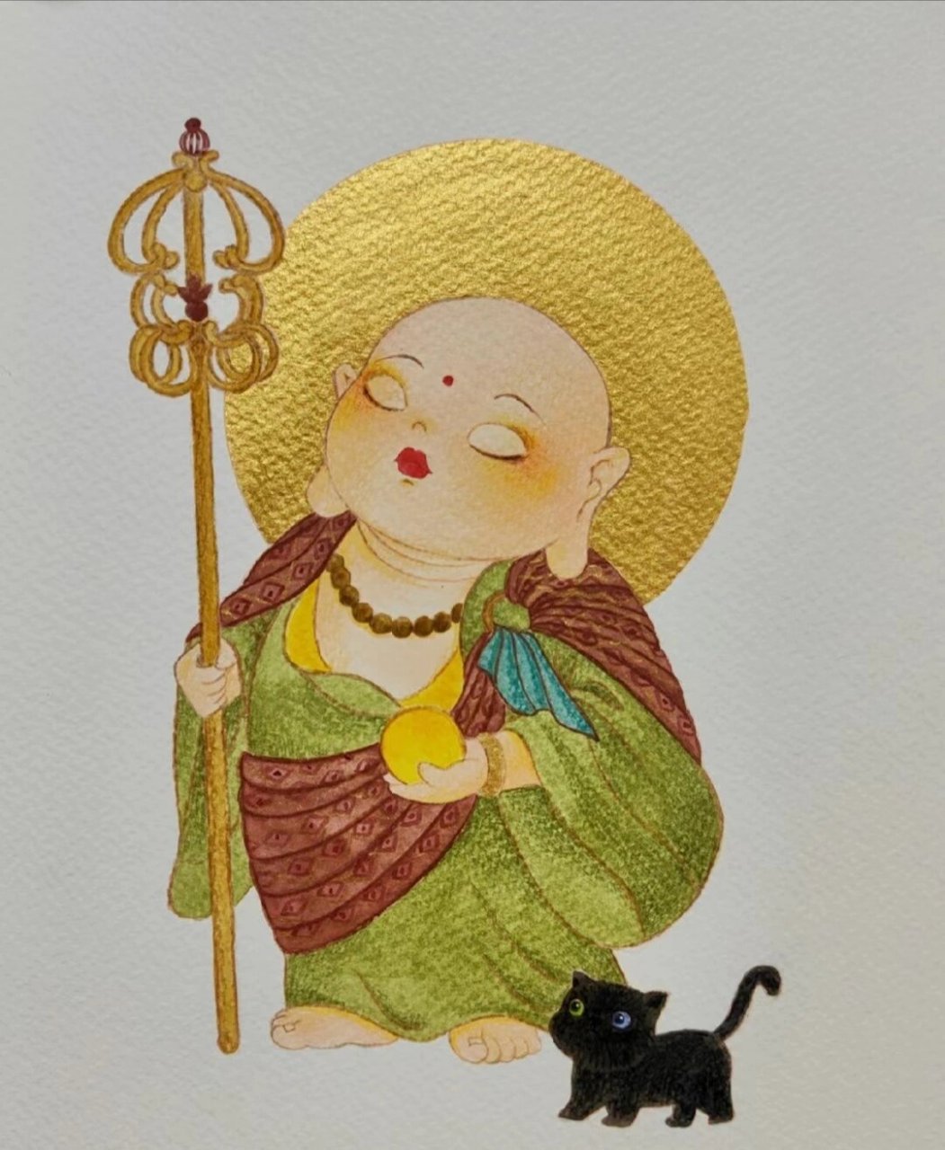 一副可爱的地藏菩萨画像 愿天下所有的父母都健康长寿 愿天下所有的