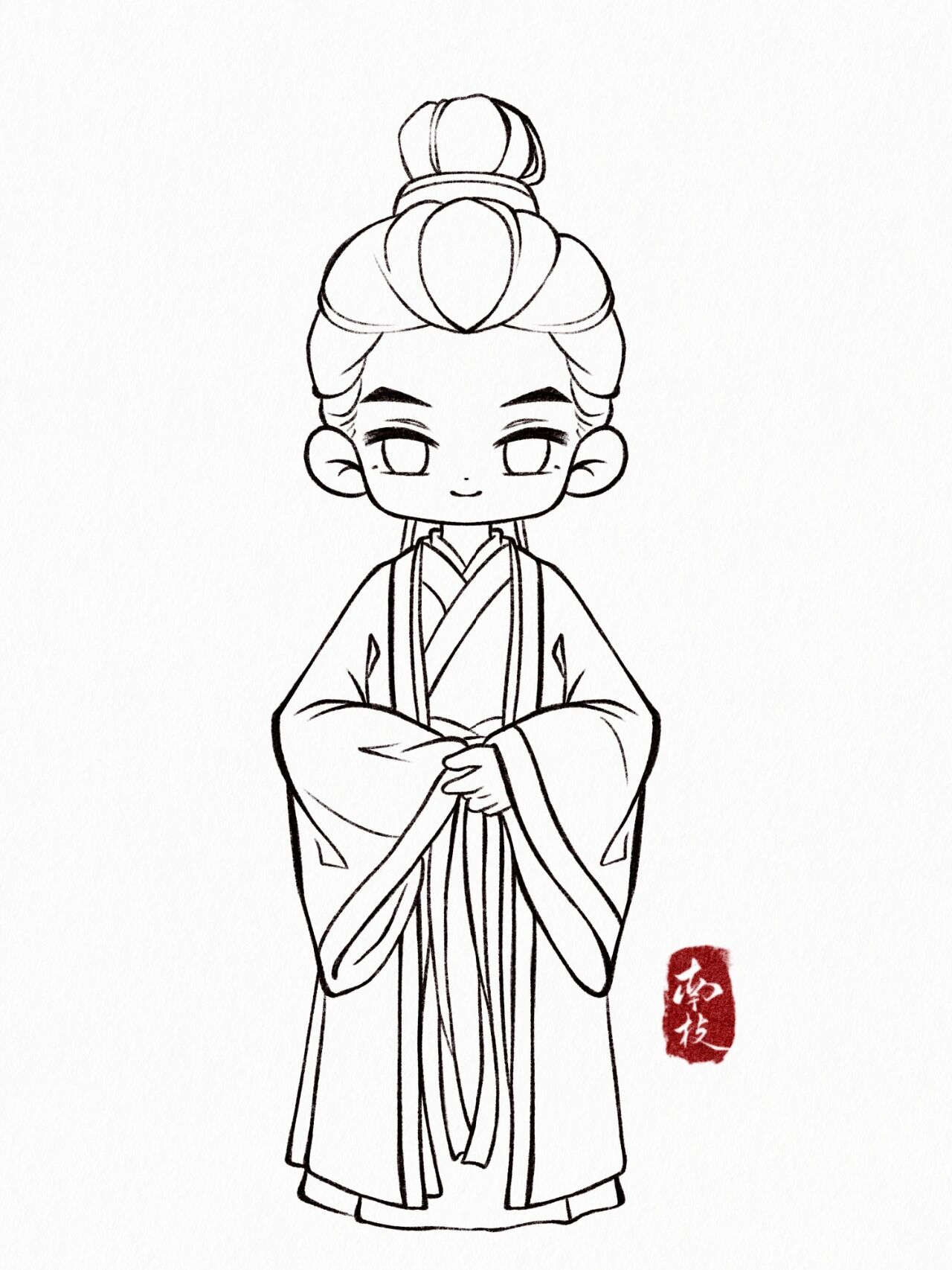 q版全身人物线稿 一对佳人,喜结连理 (有课版) 上班空闲时间去画自己