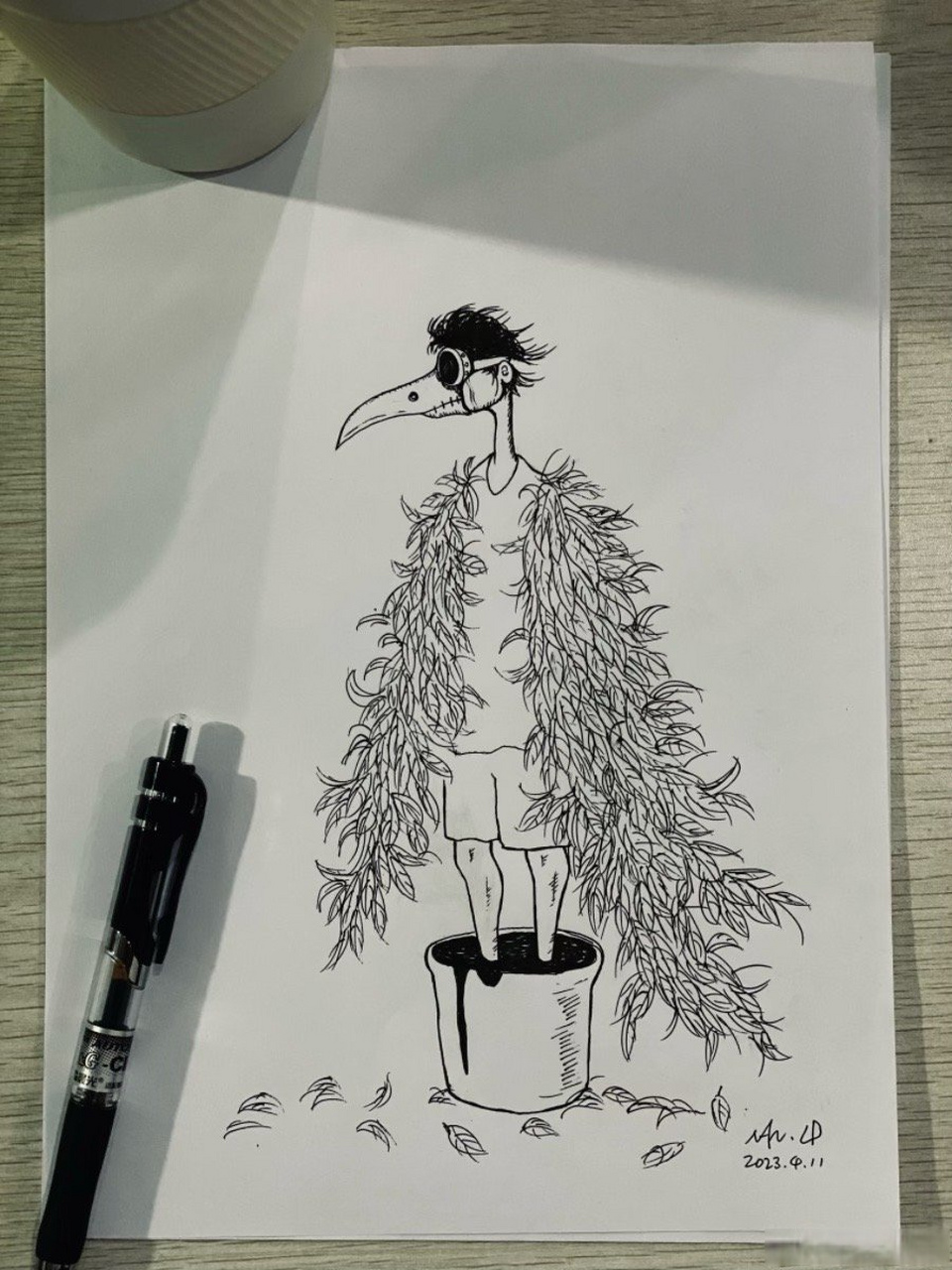 楠涂鸦《黑色白鹤张东升》