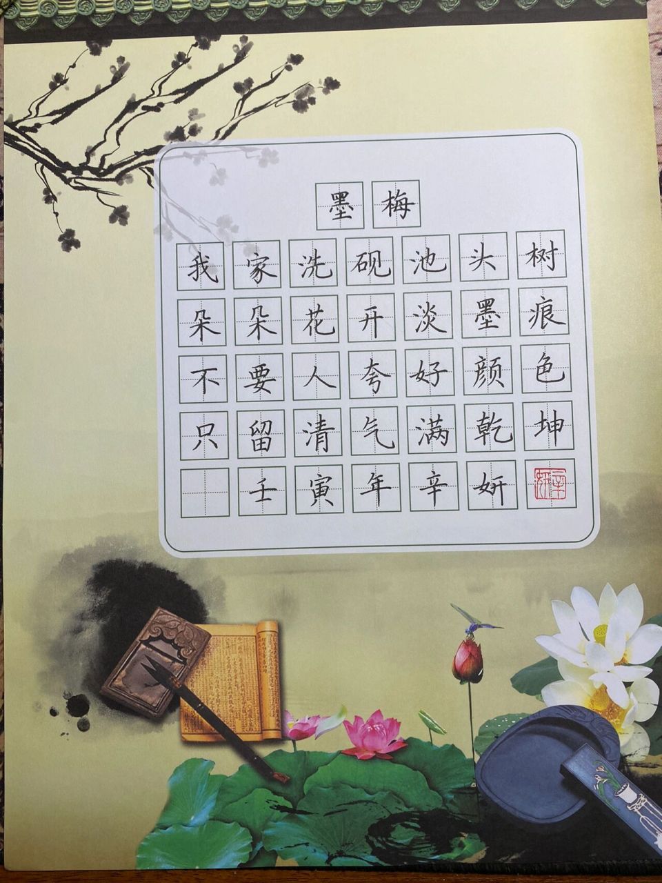 《墨梅》硬笔书法,规范字书写,四年级古诗