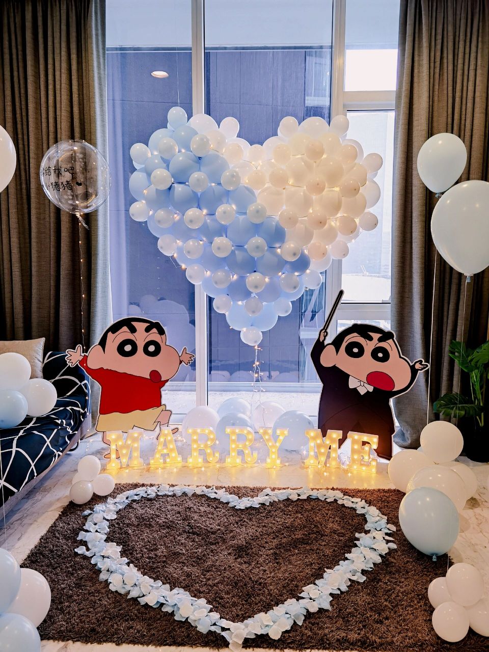 马来西亚kl 帮100个男生做求婚布置(63/100) 蜡笔小新主题 求婚布置