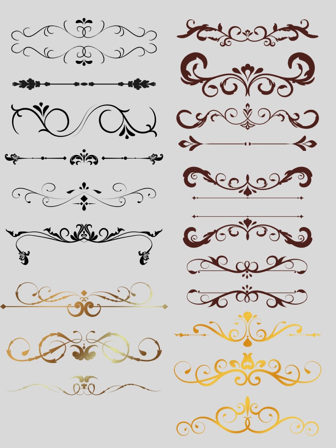 素材|欧式巴洛克风格分割线装饰花纹免抠png