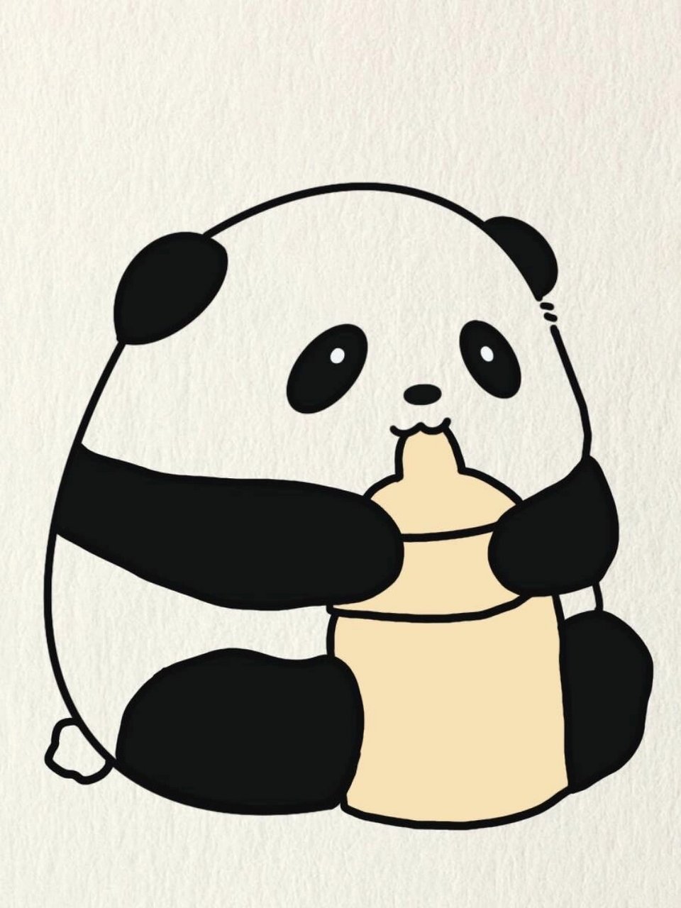 简笔画教程—喝奶的小熊猫 哇哇哇,这个熊猫还喝奶呢,好想养一只