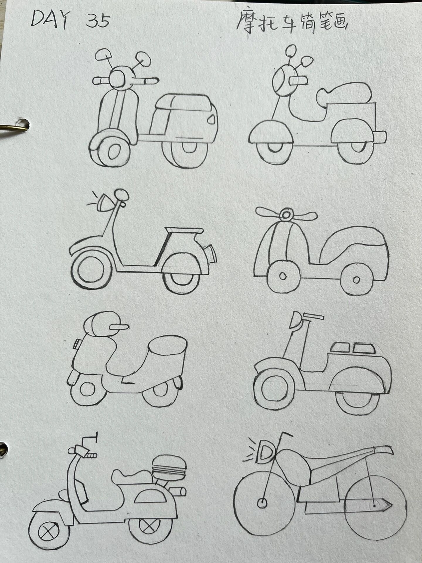 『摩托车简笔画』day35