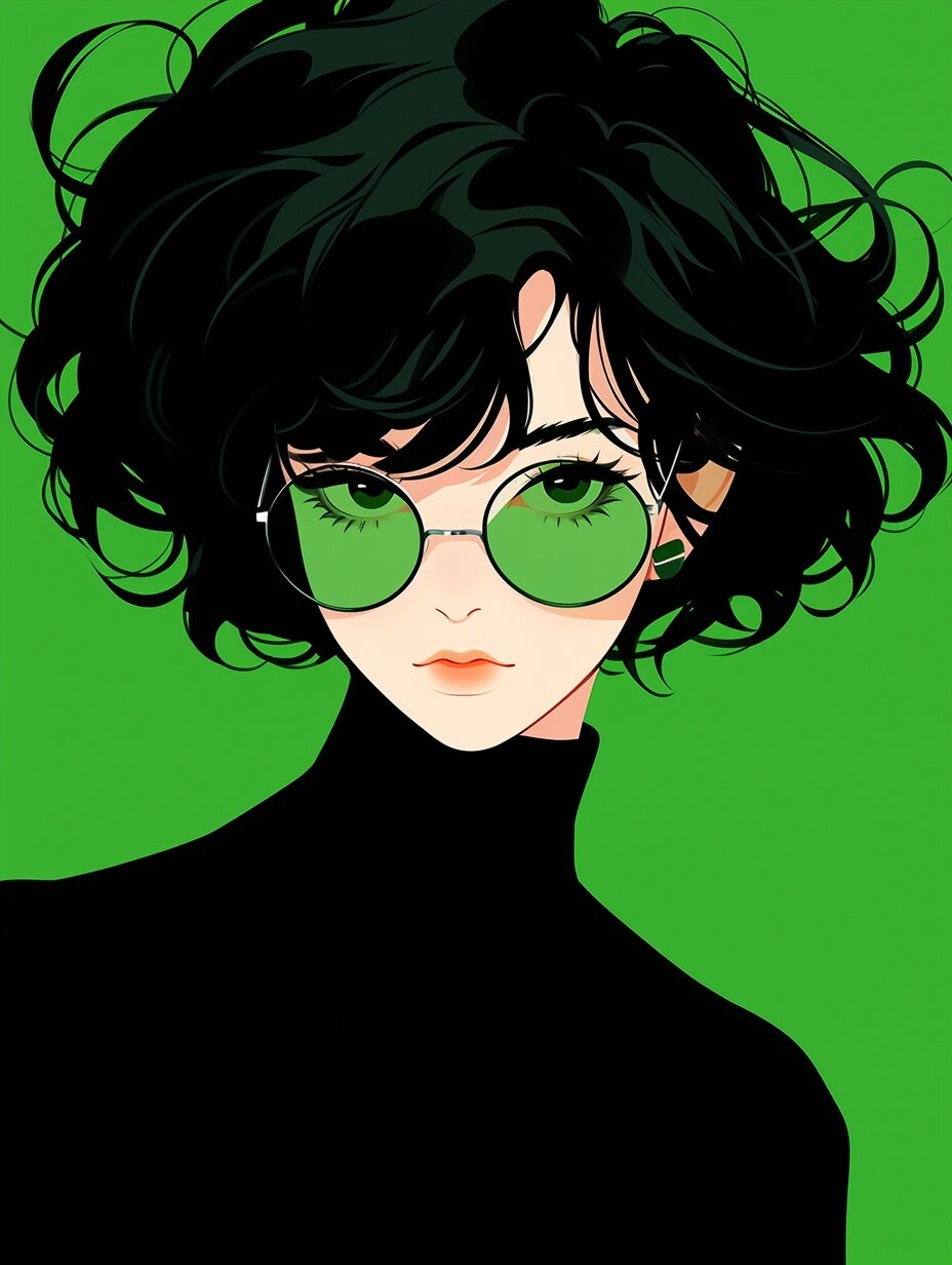 极简美学|女生插画头像|绿色系⑤