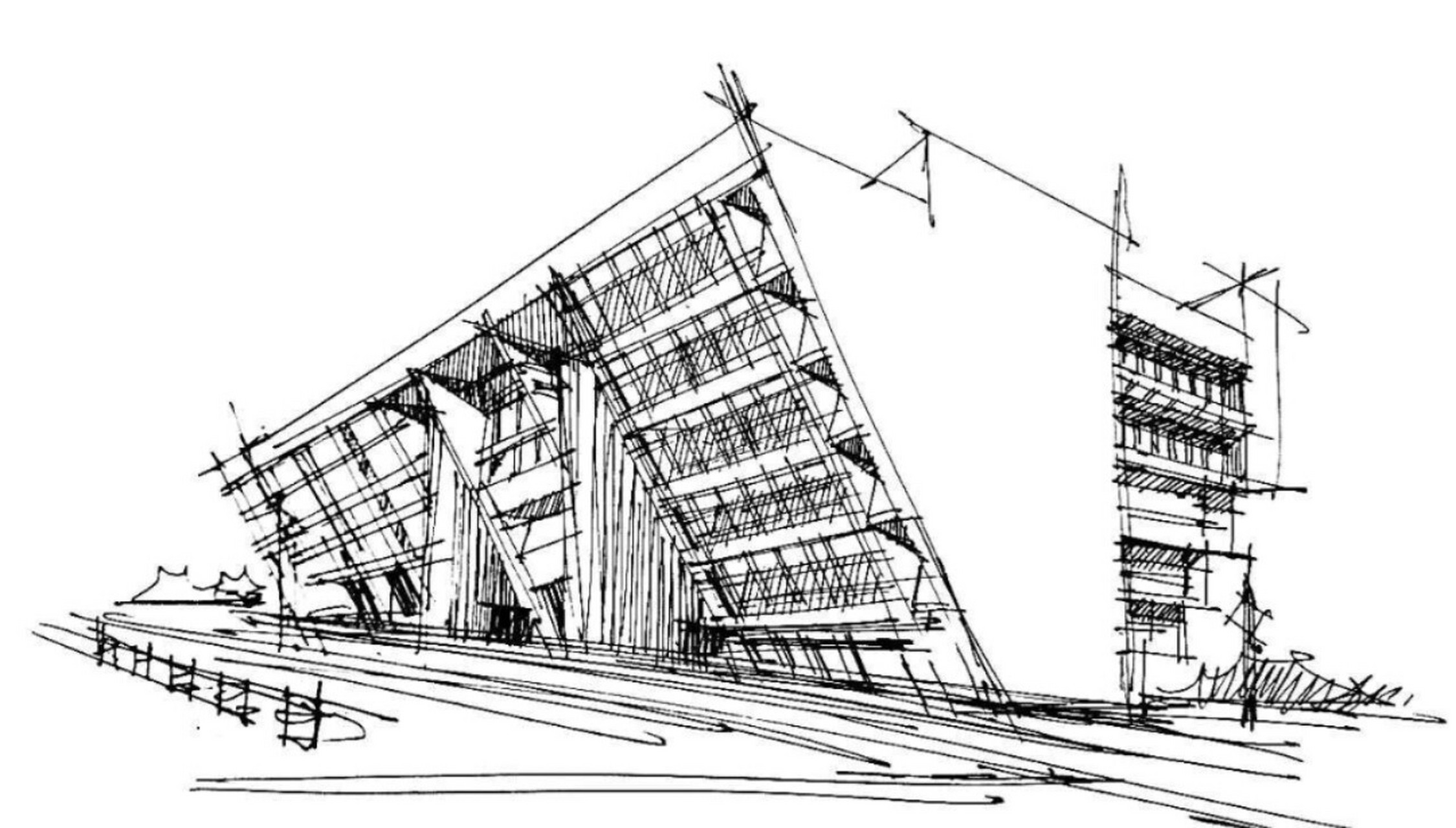 贝聿铭经典建筑速写 在画的时候,要自信,下笔肯定,犹犹豫豫的落笔反而