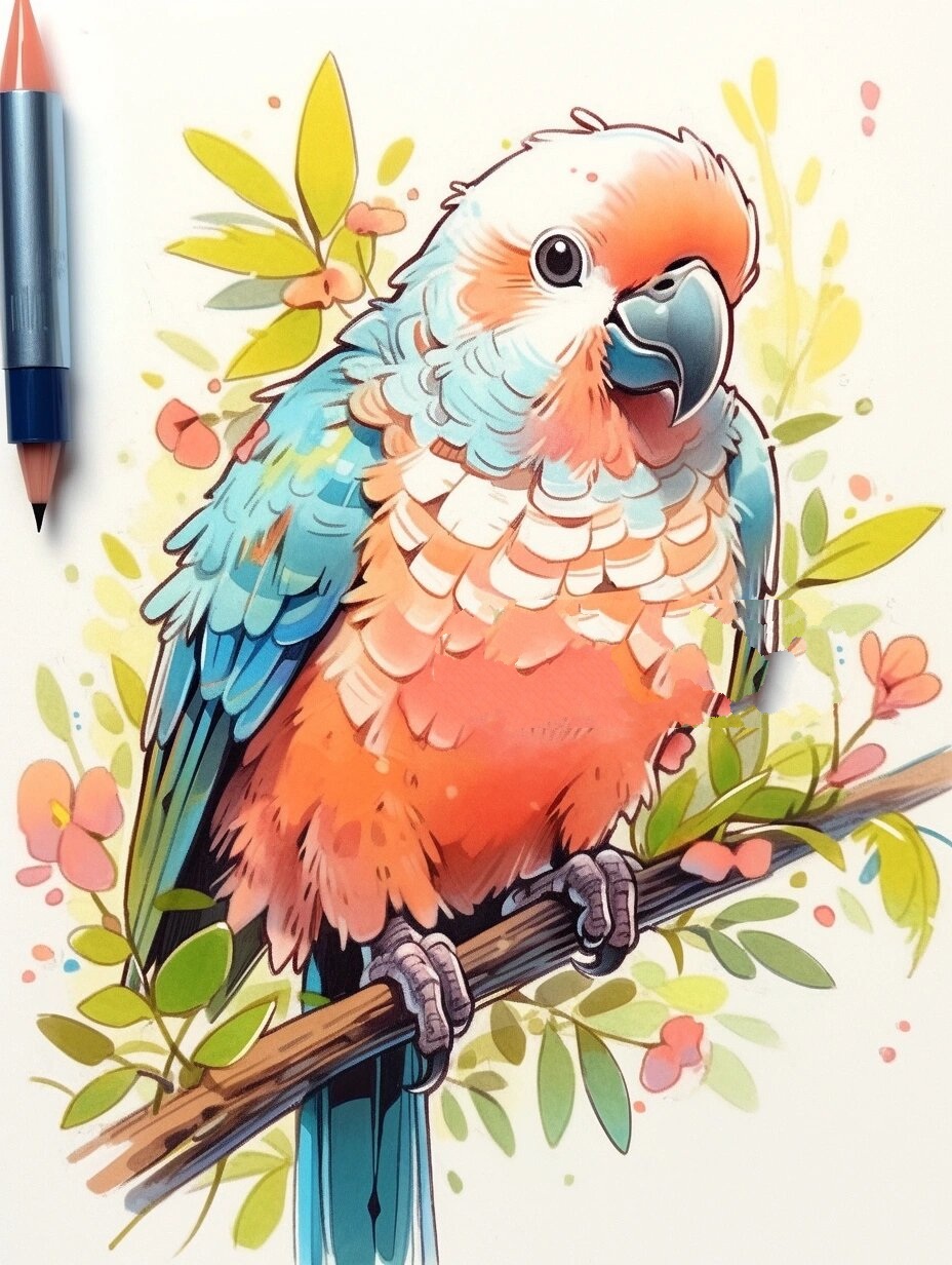 视觉传达马克笔手绘素材鹦鹉 | (第一弹