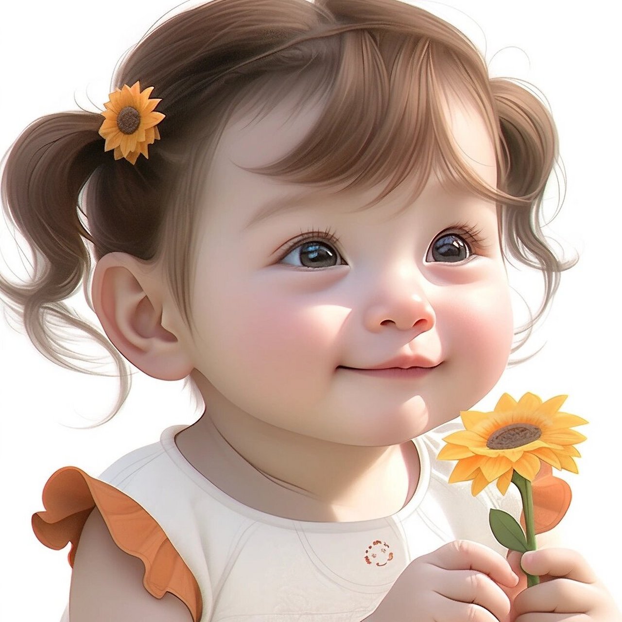 ai绘画头像|向日葵小月龄女宝宝头像