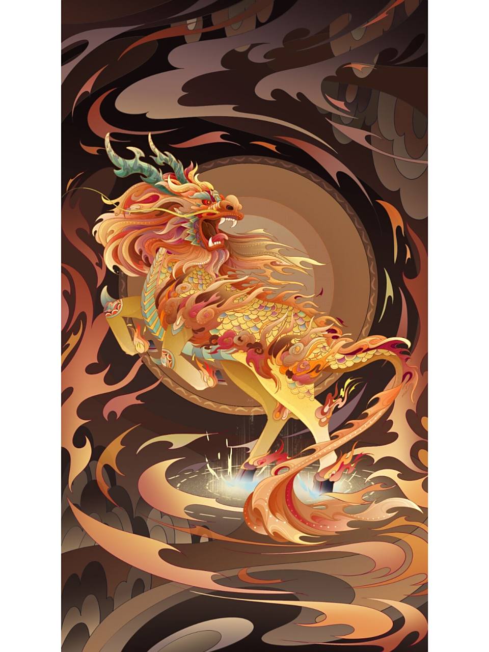 麒麟 | 绘画步骤 插画火麒麟绘画步骤 02020202020202