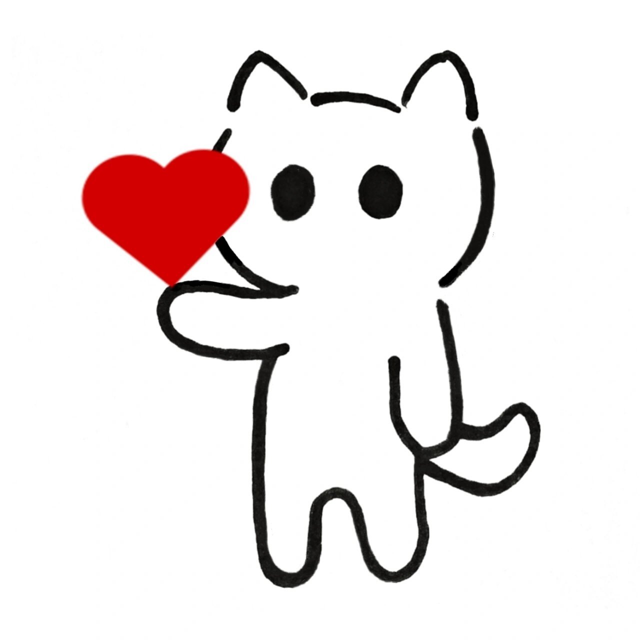 极简手绘表情动物:93可爱爱心小猫咪 可爱小猫猫.情人节快乐.