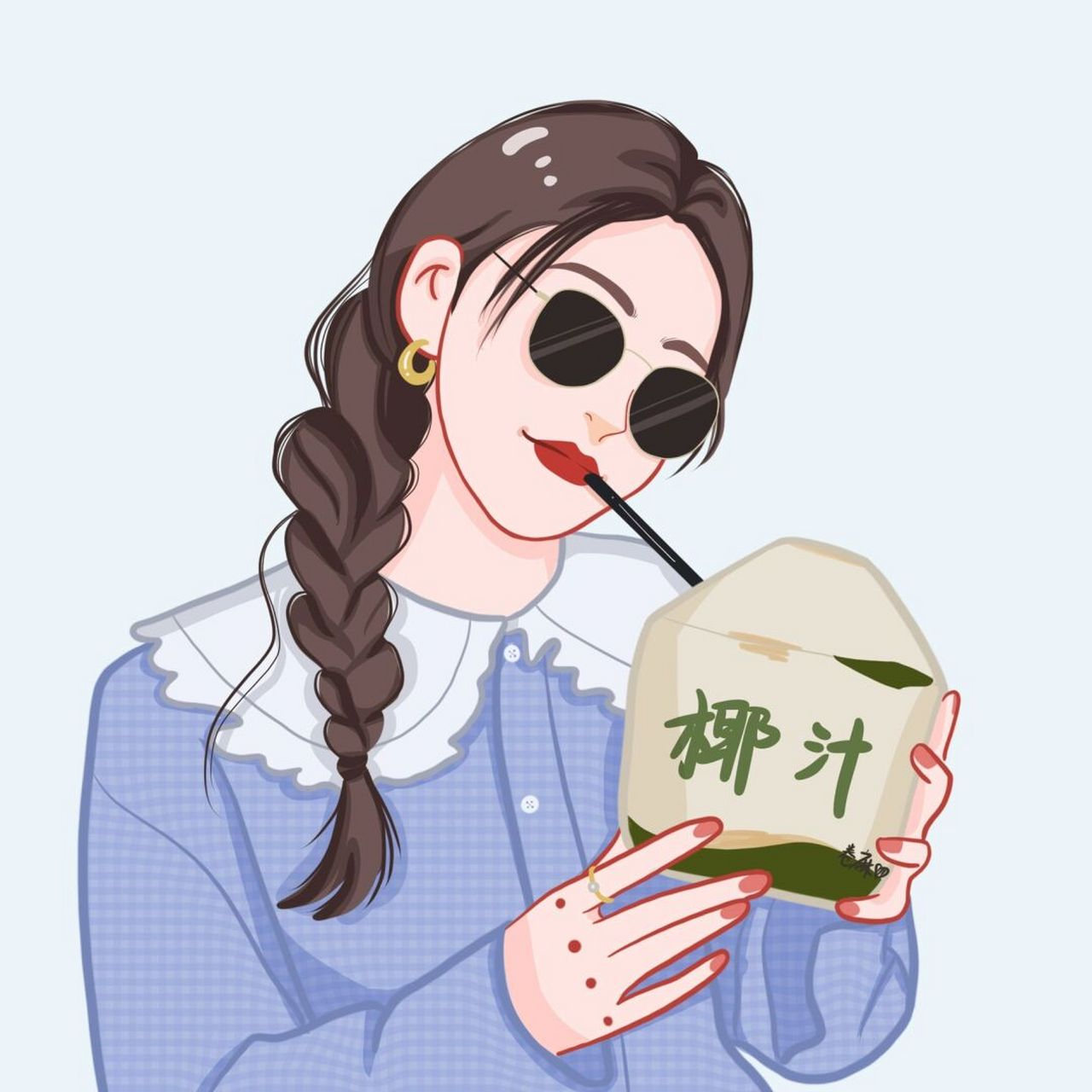 插画 | 头像 | 是喝椰汁的小仙女丫～ 图片可做个人头像,个人壁纸