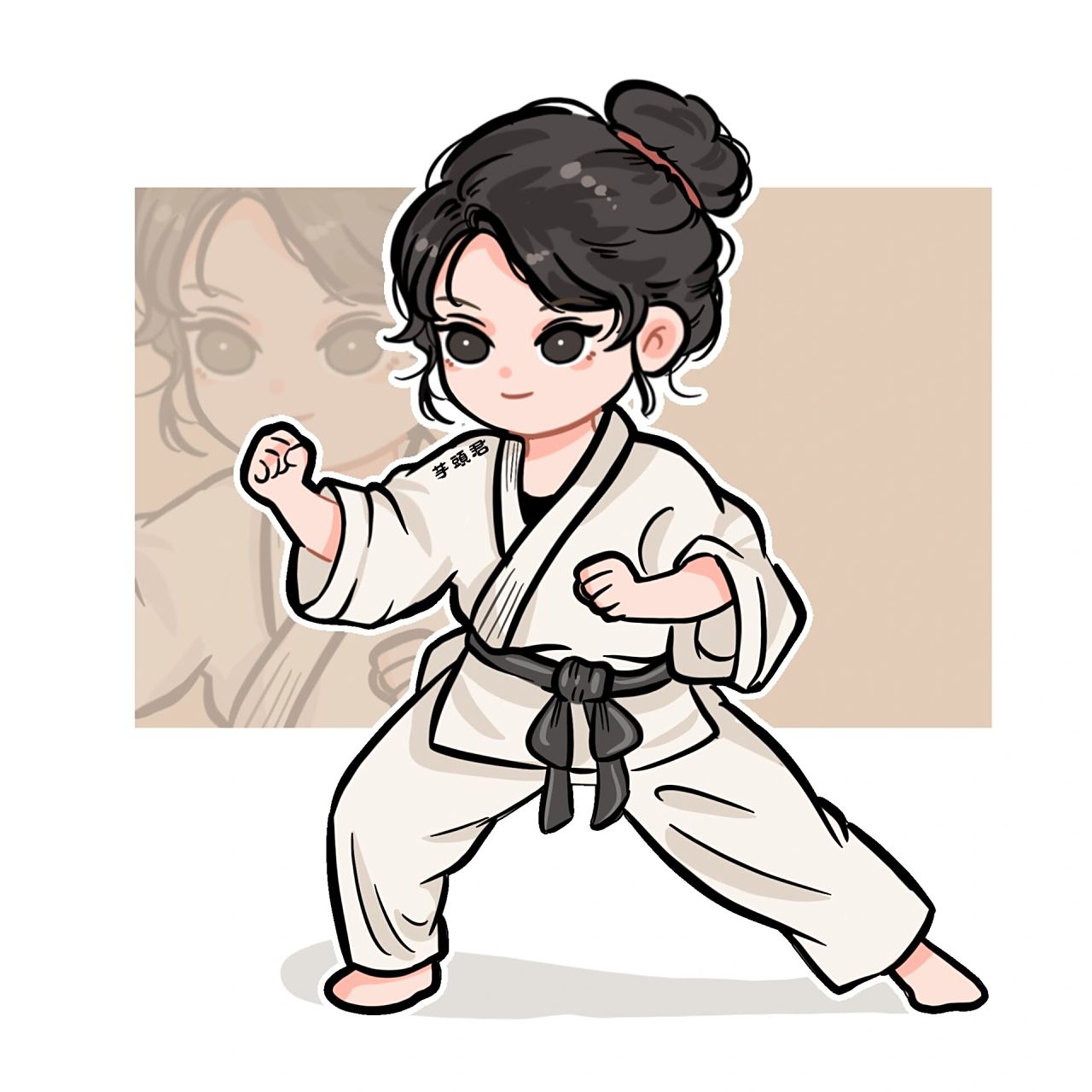 画了又萌又飒q版跆拳道女孩97 致敬一下亚运会 中国健儿系列q版画