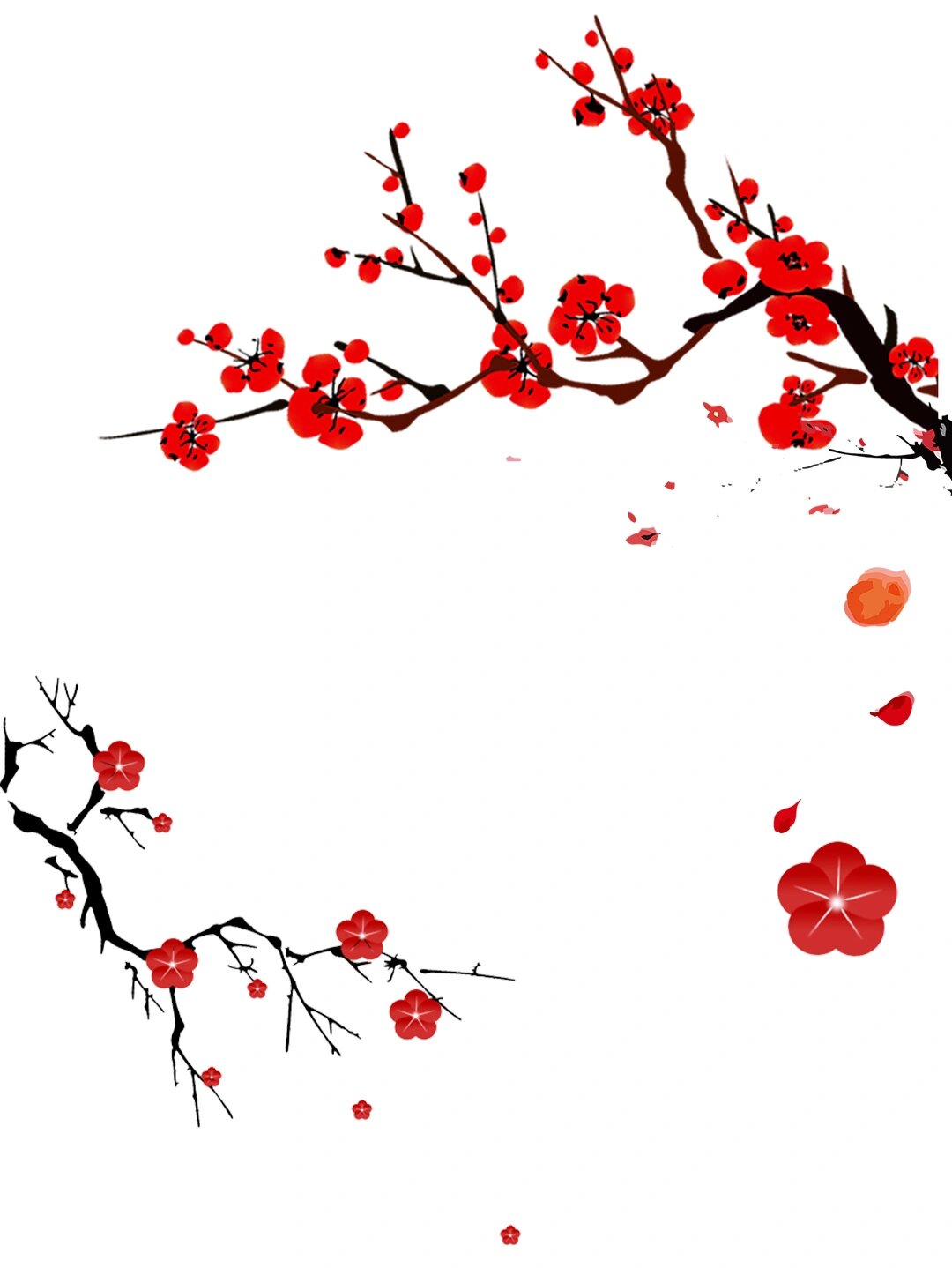 红色古风中国风水墨梅花树枝水墨花png素材 宝子们,今天我要给大家